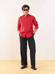 Red Irish Linen Shirt